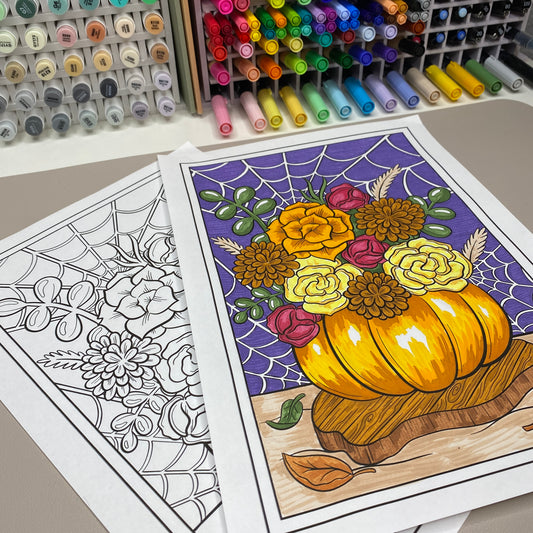 Autumn Flowers Colouring Page