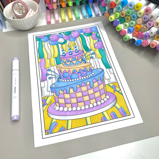 Birthday Cake Colouring Page