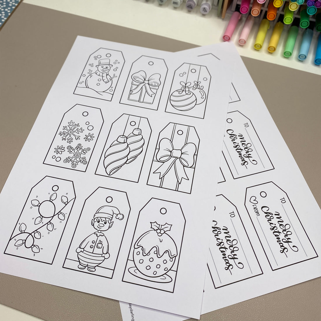 Print Your own Christmas Tag To Colour In