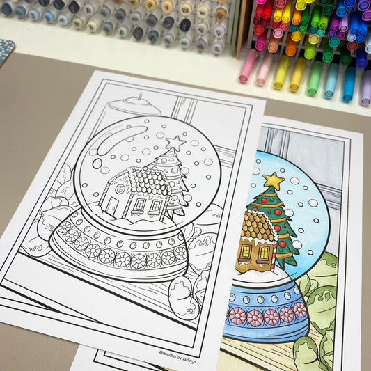 Snow Globe Colouring Page