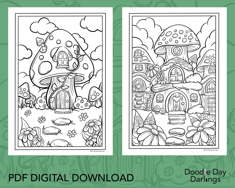 Fairy Garden Colouring Pages Digital Download DoodleDayDarlings