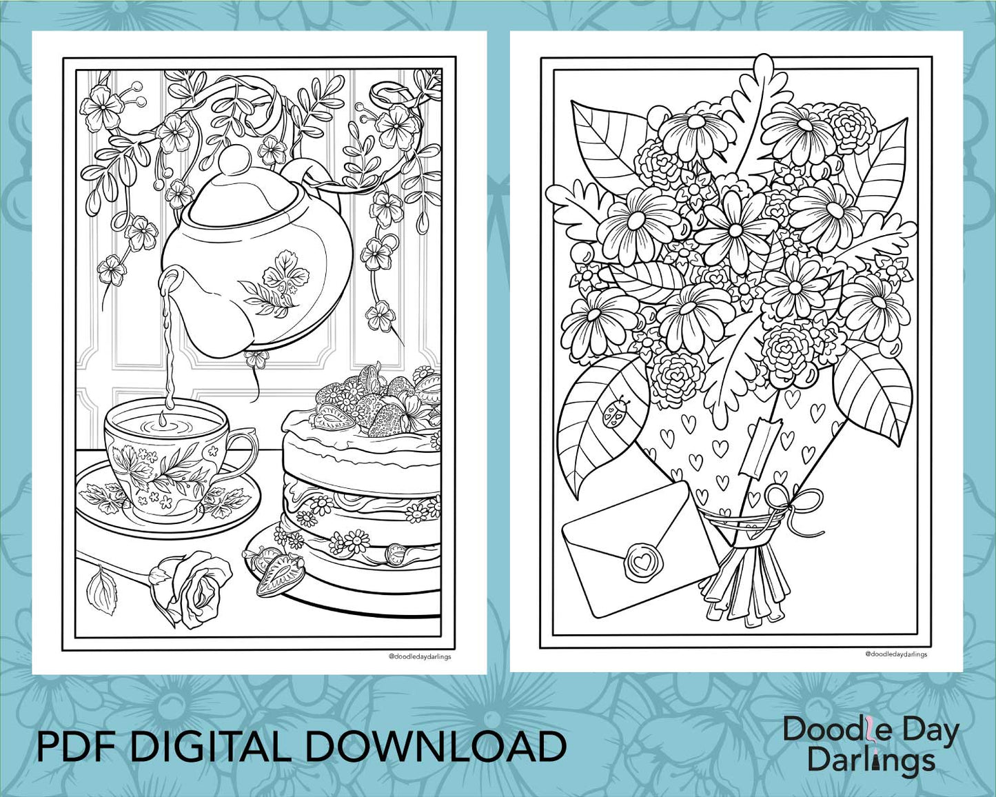 Spring Flowers Colouring Pages Digital Download