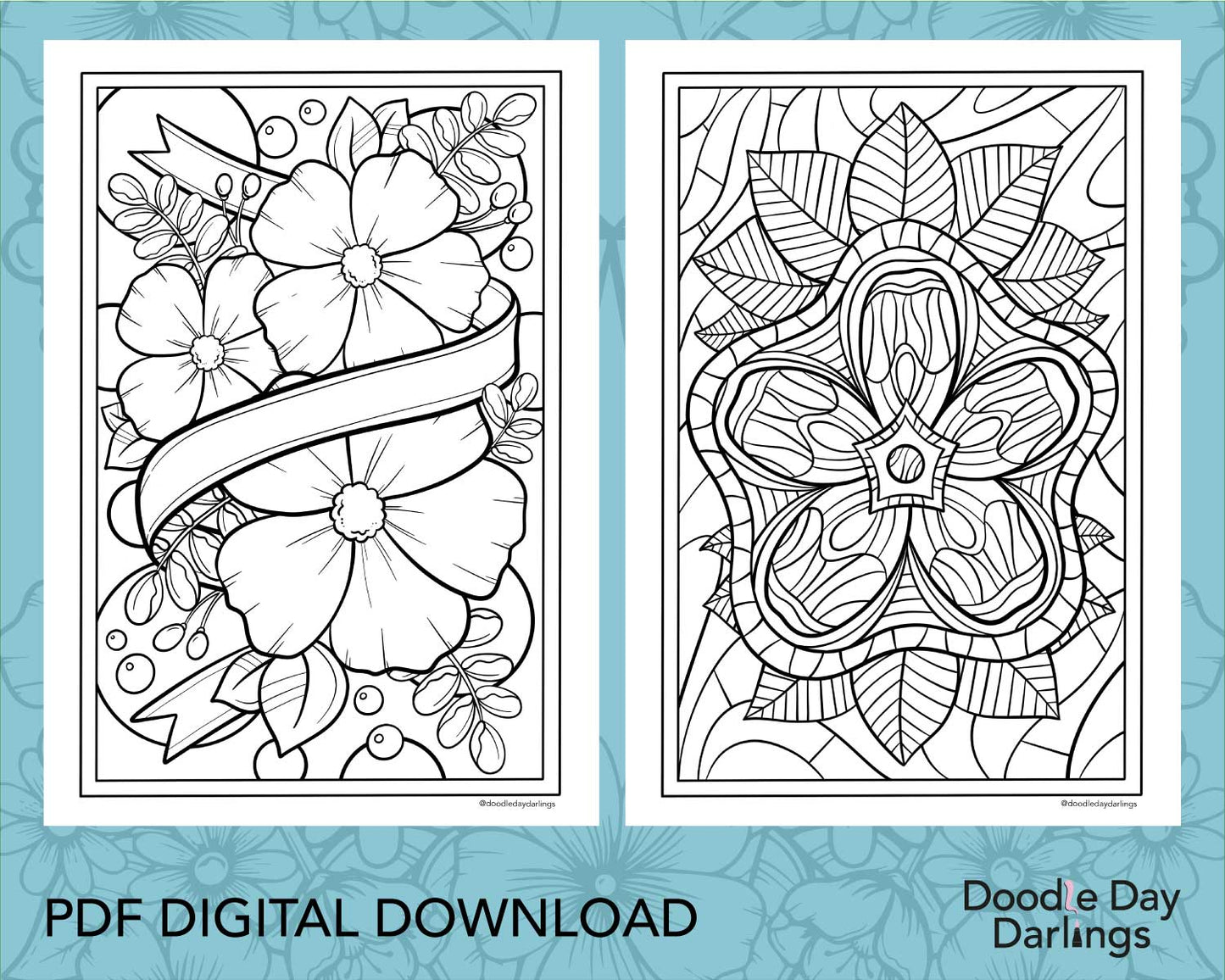 Spring Flowers Colouring Pages Digital Download