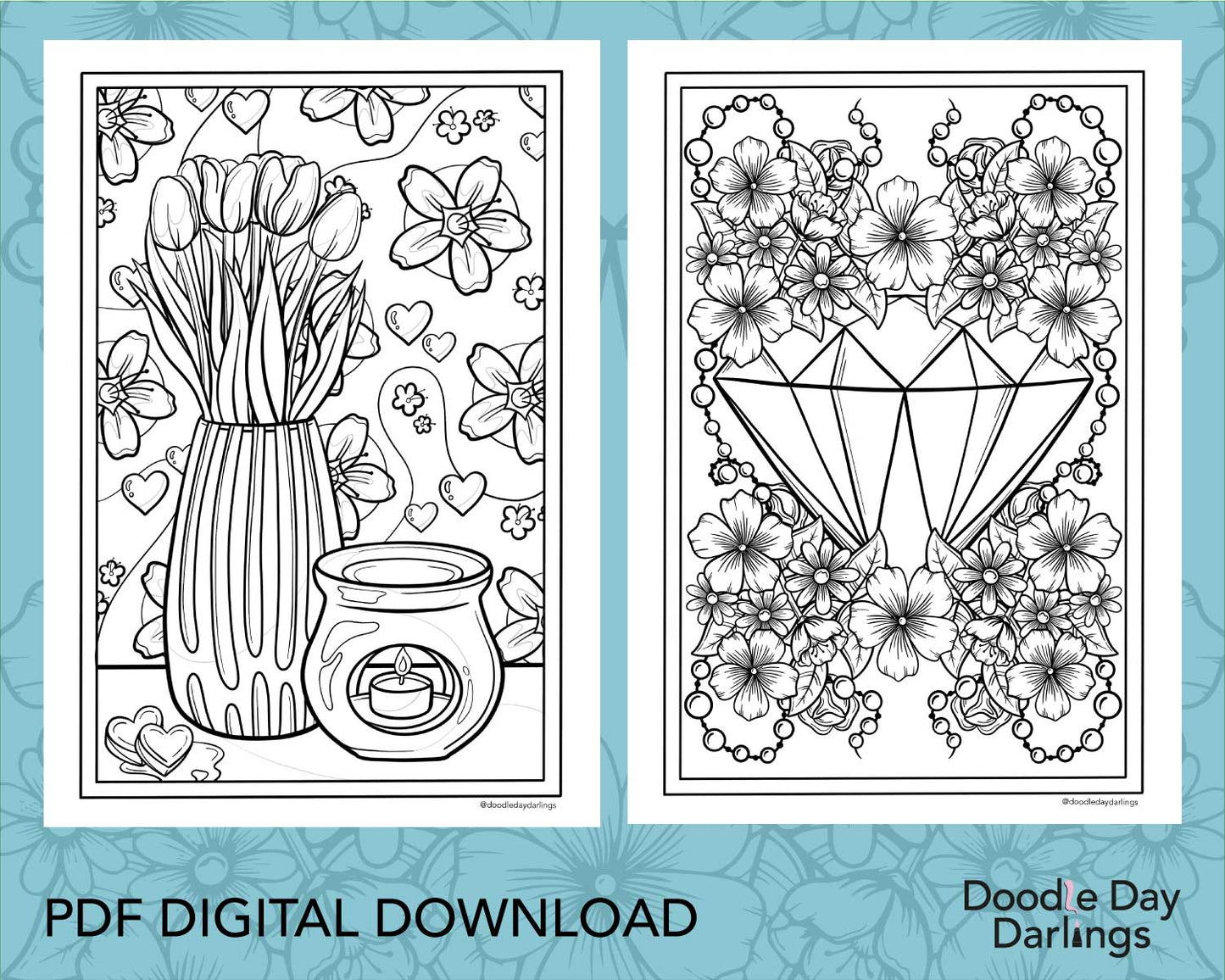 Spring Flowers Colouring Pages Digital Download