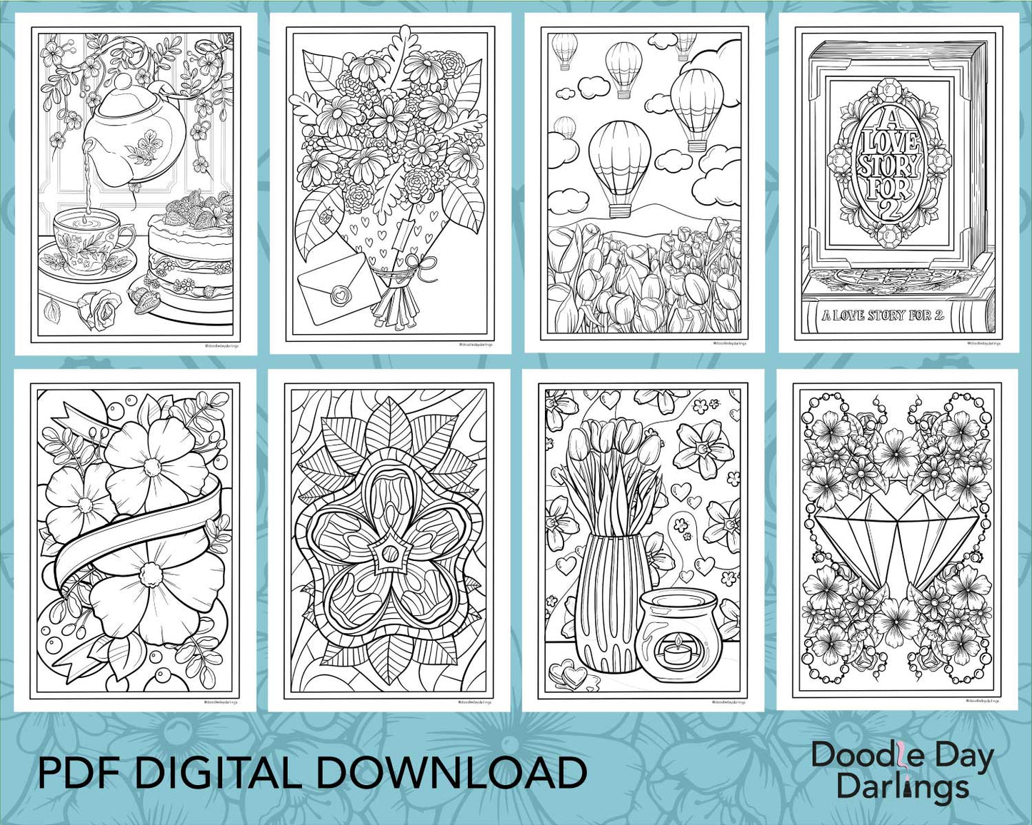 Spring Flowers Colouring Pages Digital Download