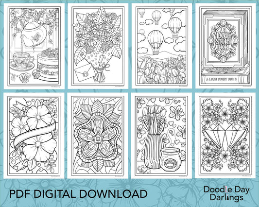 Spring Flowers Colouring Pages Digital Download