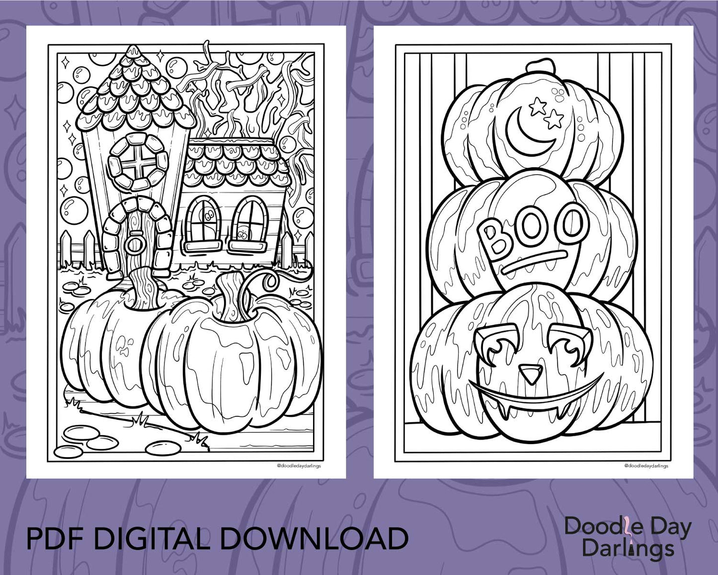 Spooky Autumn Colouring Pages Digital Download